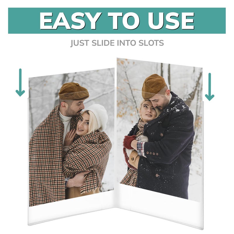 pbf PHOTO BOOTH FRAMES pbf 4x6 Double Picture Frame | 4 x 6 Acrylic Sign Holder | Vertical Self Standing Sign Holder | Acrylic Stands for Display | Clear Picture Frame, Menu Table Top Stand, Plastic Flyer Holder (6-Pack) - Image 5